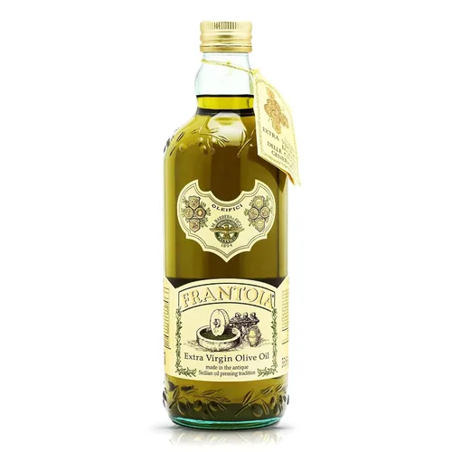 Frantoia Aceite de oliva virgen extra, 33.8 fl oz (1 litro) – AOVE siciliano galardonado hecho de aceitunas Biancolilla, Nocellara del Belice y
