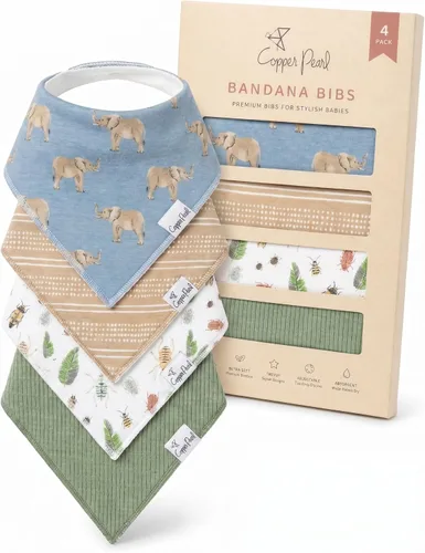 Miniatura 17 de Copper Pearl Baberos tipo bandana para bebé, paquete de 4 baberos de algodón suave para babear y dentición, absorbentes, ajuste ajustable, muchos