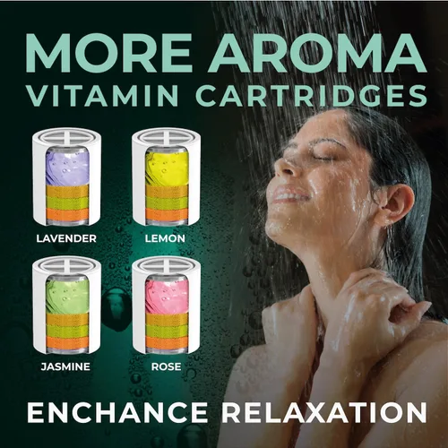 Miniatura 9 de AquaHomeGroup Cartucho de filtro de ducha con vitamina C E y A con aroma a menta, reduce el cloro y la cloramina, apoya la piel y el cabello, se