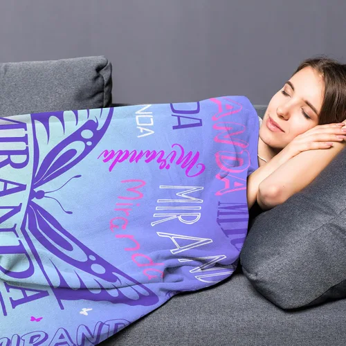 Miniatura 5 de Manta de nombre personalizada para adultos y niños, manta de nombre personalizada – 9 colores, 7 tamaños, manta de franela gruesa, manta de nombre
