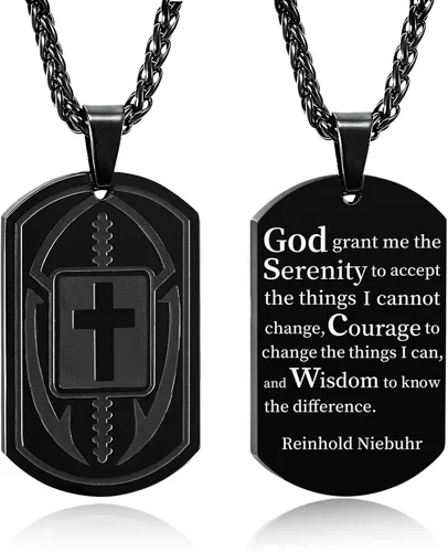 Miniatura 8 de Collar de cruz de versículo bíblico de fútbol para hombres, regalo religioso de acero inoxidable, joyería deportiva de fútbol, regalos de Pascua