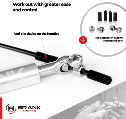 Miniatura 3 de BRANK SPORTS® Juego de cuerda de velocidad con 3 cables de repuesto de acero Ideal para Crossfit, fitness, boxeo y doble debajo fácil Cuerdas