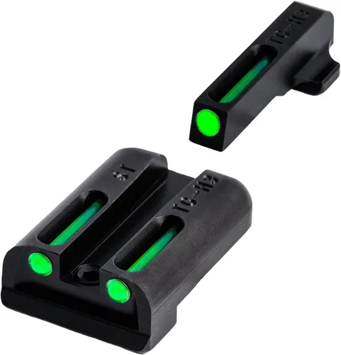 Truglo TFO Tritio y mira de pistola de fibra óptica, duradera, compacta y de alta visibilidad, juego de visión nocturna delantera y trasera,