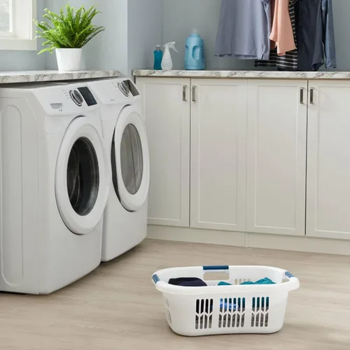 Miniatura 6 de Rubbermaid - Cesta de ropa sucia XL Hip-Hugger 2.1-bushel, color blanco para almacenamiento de ropa/baño/dormitorio/armario del hogar