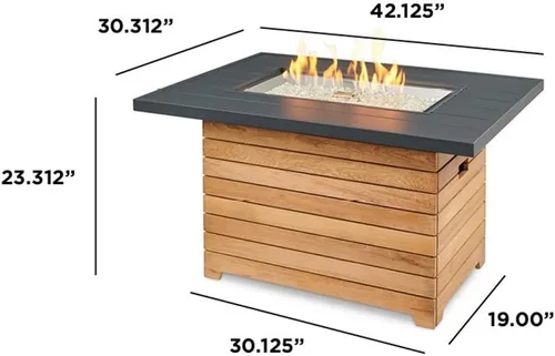Miniatura 9 de Outdoor GreatRoom Co - Mesa para hoguera de propano – Darien – Pozos de gas para patio exterior – Mesa rectangular de hormigón Everblend de 44