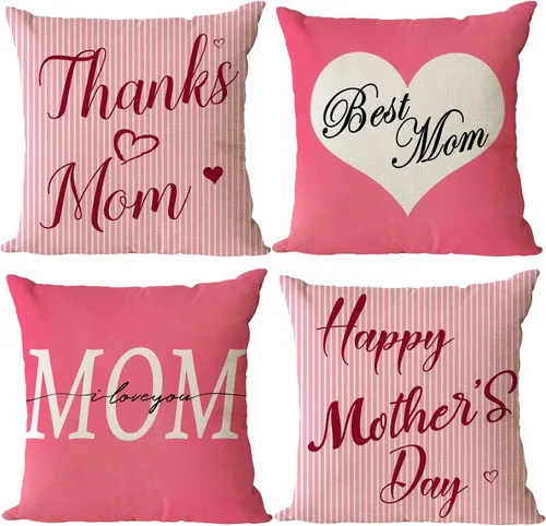 Miniatura 8 de YeeJu Juego de 4 fundas de almohada para el Día del Padre de 16 x 16 pulgadas, fundas de almohada con texto en inglés "I Love Dad", fundas