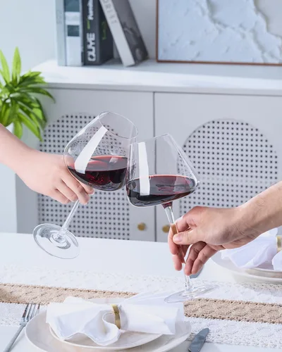 Miniatura 7 de Juego de 4 copas de vino de cristal sopladas a mano de 23.5 onzas para Pinot Noir, Borgoña, Burdeos, vasos de cristal grandes sin plomo con diseño