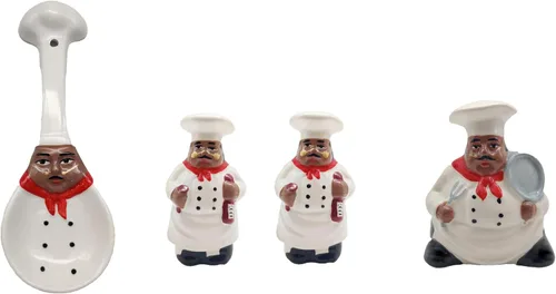Miniatura 4 de ACK Ceramic Tuscany Roamer Rooster - Juego de 4 estufas de cerámica pintadas a mano, coctelera y salera, servilletero y soporte para cuchara, Roamer