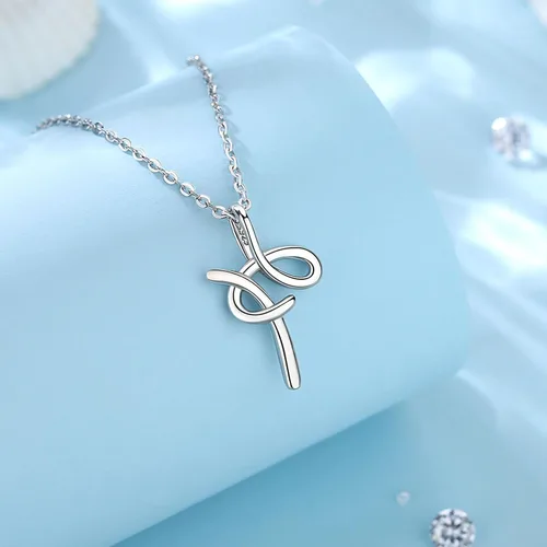 Miniatura 36 de EUDORA Collares de plata esterlina con inicial para mujer, regalos clásicos de 26 letras sin cuello para niñas, hermana, madre hija, cadena de 18