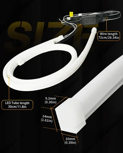 Miniatura 2 de Qasim Tira LED secuencial, tira de luces LED flexibles de 12 pulgadas para coche, intermitente, intermitente, luz de circulación diurna blanca/ámbar