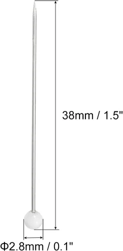 Miniatura 2 de PATIKIL Alfileres de costura, paquete de 100 alfileres de acolchado rectos con cabeza de vidrio para decoración de modista, color blanco