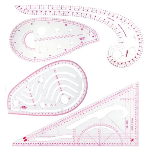 Juego de 4 reglas de patrón de costura, juego de reglas curvas de ropa con métrica transparente flexible, para diseñadores, sastres, principiantes