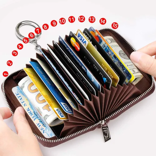 Miniatura 3 de FurArt Cartera con Cremallera para Mujeres, Cartera con Bloqueo RFID para Tarjetas de Crédito, Portador de Tarjetas de Presentación, Cartera Llavero