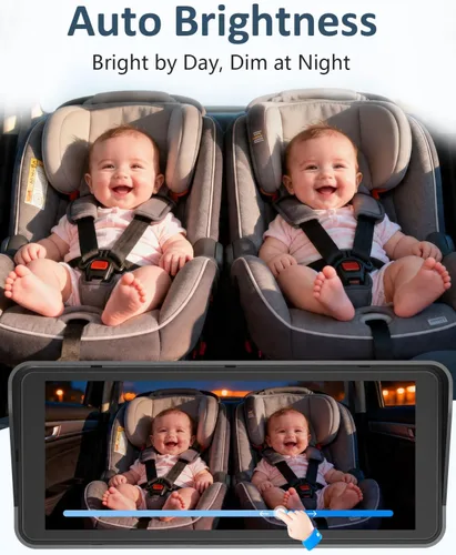 Miniatura 7 de Cámara de Coche para Niños de 2 Yakry para Asiento: Pantalla Ultrawide de 6.9 Pulgadas con Dos Cámaras Orientadas hacia Atrás - Cámara Trasera USB