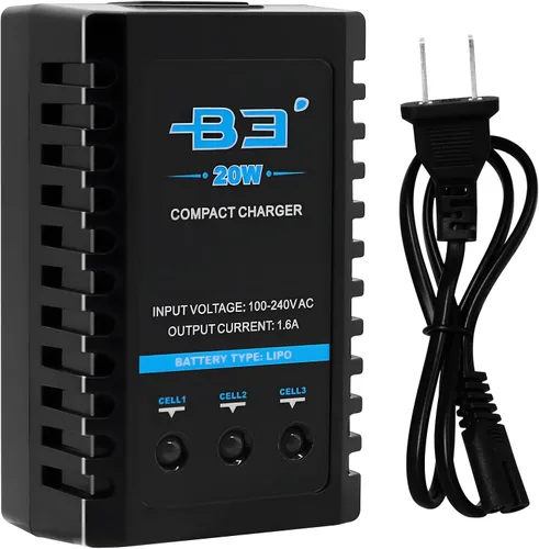 Cargador de batería B3 Lipo - 2S 3S RC Balance Cargadores AC 7.4-11.1V 20W 1.6A con XH3P XH4P Plug para RC Baterías de Coche Drone Barco Avión