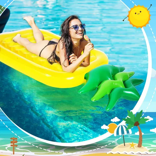Miniatura 5 de Libima Flotadores gigantes para piscina, flotadores grandes de alimentos de frutas, inflables, piña, berenjena, sandía, piruleta, magdalena, pizza