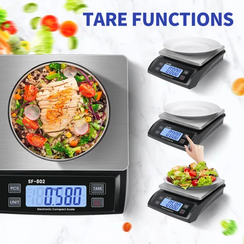 Miniatura 5 de Gran báscula digital de cocina 30kg/66lb báscula de alimentos para hornear y cocinar báscula de pan de acero inoxidable con pantalla LCD escalas