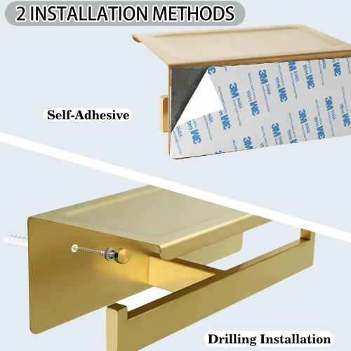 Miniatura 3 de Alise Soporte de Papel Higiénico, Soporte de Paños de Baño con Estante, Dispensador de Almacenamiento de Rollo de Papel Higiénico Doble de Acero