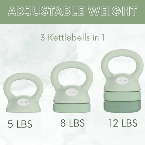 Miniatura 2 de Polyfit Adjustable Kettlebell 5 lb - 12 lb Kettlebells Weights Set for Home Gym Kettle Bell Sets for Women at Home Verde