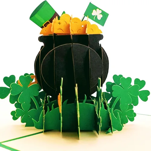 Miniatura 10 de iGifts And Cards Tarjeta desplegable 3D de duende de oro, diseño festivo de celebración irlandesa para cumpleaños del día de San Patricio y buena