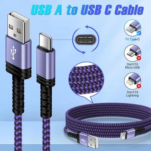Miniatura 2 de Cable de carga Android tipo C, cable de carga rápida, cable de carga USB C de 3/6/10 pies para Samsung Galaxy S26 Ultra Z Fold 7 6 5 Flip 7 6 5 A17