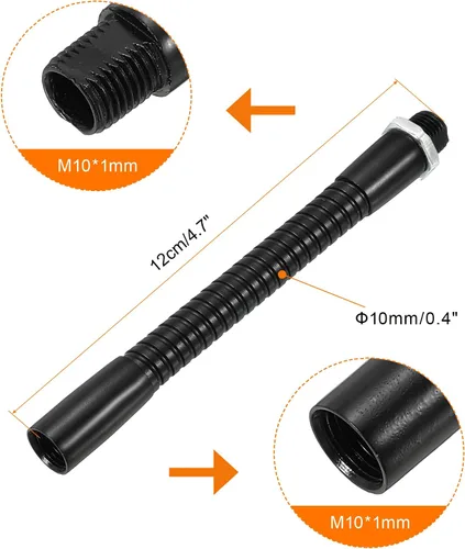 Miniatura 2 de PATIKIL Cuello de cisne universal de 4.7 in/4.7 pulgadas, manguera flexible de metal de rosca fina M10, extensión de tubo de cuello de cisne de Negro