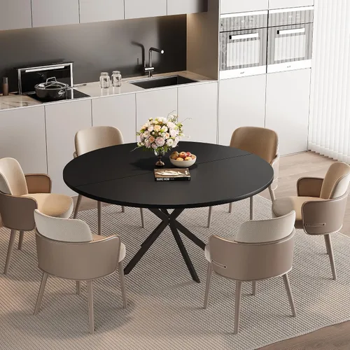 Miniatura 6 de Mesa de comedor redonda de 47.24 pulgadas para 4-6 personas, mesa de cocina redonda con parte superior de madera, mesas de pedestal de cena