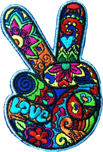 Miniatura 8 de PatchClub Parche colorido Peace Love Patch – Plancha/Coser – Bonito aplique para chaquetas, jeans, ropa, mochilas, bolsas de mano, colcha