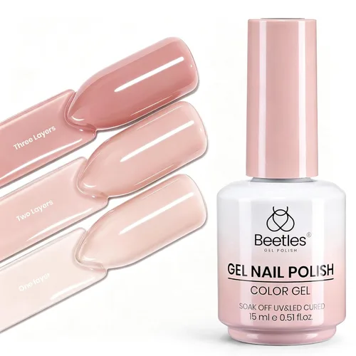 Miniatura 57 de Beetles - Esmalte de uñas en gel perla, 0.5 onzas (15 ml), con nubes arremolinadas, blanco perla brillante, perlas nacaradas iridescentes, manicura