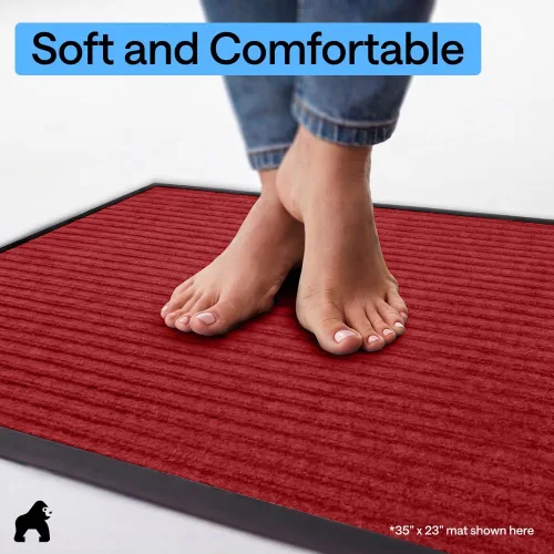Miniatura 17 de GORILLA GRIP Tapete impermeable para puerta de protección de tráfico, 35 x 23 pulgadas, tapetes de entrada resistentes, tapetes comerciales con Negro