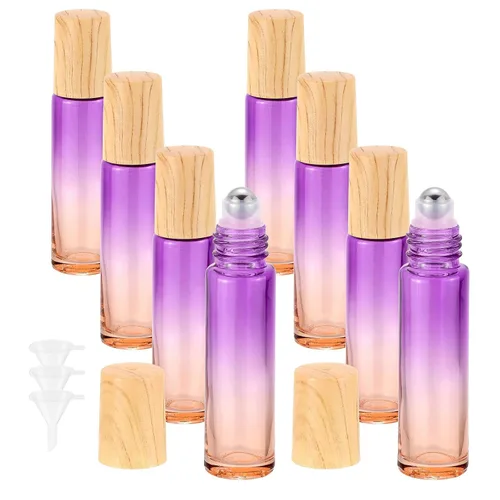 Miniatura 9 de 8 botellas de vidrio de 0.3 fl oz (1/3 oz), color azul y morado, botellas enrollables, envase para aceites esenciales, perfumes, bálsamos labiales