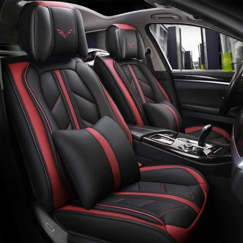 Miniatura 10 de Juego completo otoez de fundas de asiento para coche de piel sintética de lujo, universal, para asientos delanteros y traseros, se adapta a