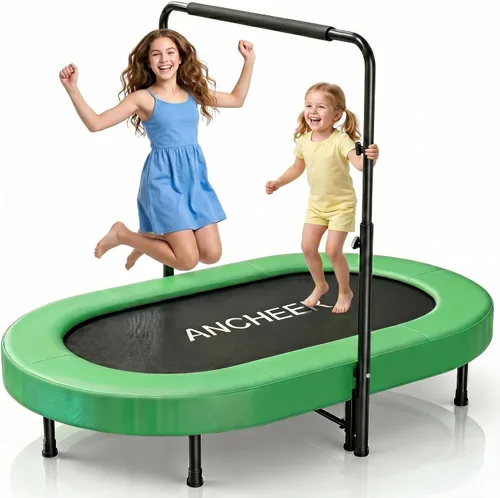 Miniatura 7 de Trampolín para niños, trampolín para niños pequeños, deportes de interior y juegos al aire libre, 56 pulgadas, capacidad de 220 libras