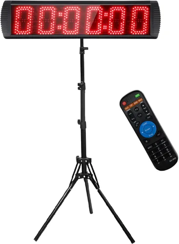 Miniatura 7 de Reloj de carreras LED portátil de 5 pulgadas de alto y 6 dígitos con trípode para eventos de carrera, temporizador digital de cuenta