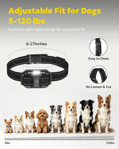 Miniatura 7 de Collar Eléctrico de Entrenamiento para Perros con Control Remoto 500M, E-Shock, Modos de Entrenamiento Seguros, Collares Recargables Impermeables