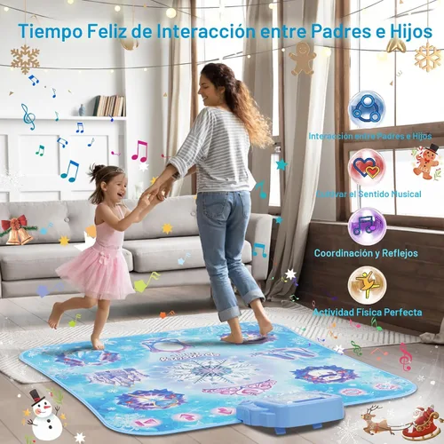 Miniatura 5 de Alfombra de Baile para Niñas de 3-12 Años, Juguetes Frozen Alfombra de Baile Electrónica con 8 Botones y Bluetooth Inalámbrico, Juego Musical de Azul