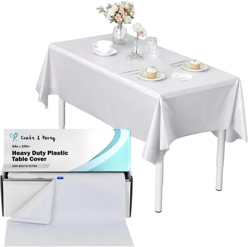 Miniatura 163 de Rollo de plástico para cubierta de mesa color verde manzana, 40 pulgadas x 100 pies, rollo de plástico resistente para cubierta de mesa de banquetes
