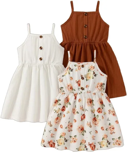 Miniatura 39 de Vestidos para niñas Vestidos para niñas pequeñas Paquete de 3 Vestido casual de fiesta con estampado patinador acampanado tipo A Vestido de verano