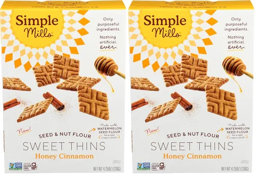 Miniatura 21 de Simple Mills Sweet Thins Cookies, harina de semillas y nueces, miel y canela, sin gluten, apto para paleo, aperitivos saludables, 4.25 onzas
