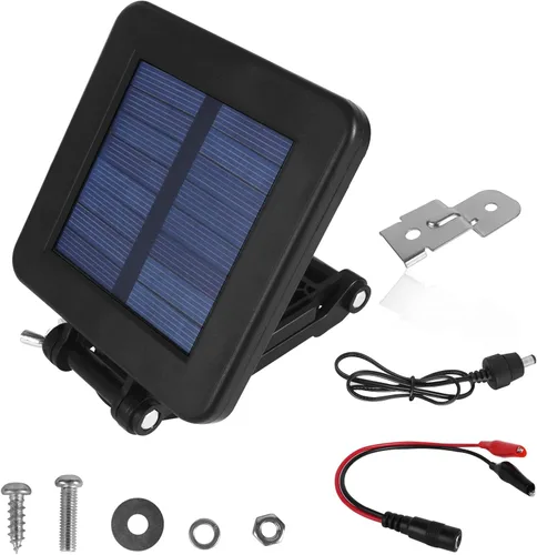 Panel solar de 6V para alimentador de venados, cargador eficiente con soporte de montaje ajustable y clips tipo cocodrilo, panel solar de 6V