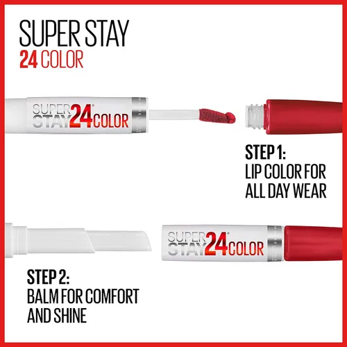 Miniatura 6 de Maybelline Super Stay 24, lápiz labial líquido de maquillaje de 2 pasos, color altamente pigmentado de larga duración con bálsamo hidratante, Merlot