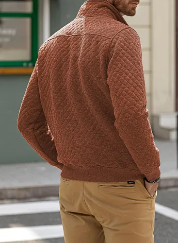 Miniatura 2 de JMIERR Sudadera acolchada para hombre, casual, de manga larga, cuello alto, con botones