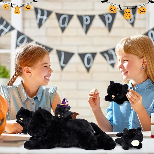 Miniatura 7 de Skylety 5 piezas de animal de peluche de gato con bebés dentro del vientre de gato embarazada mamá gatita con 4 lindos gatitos de peluche esponjosos