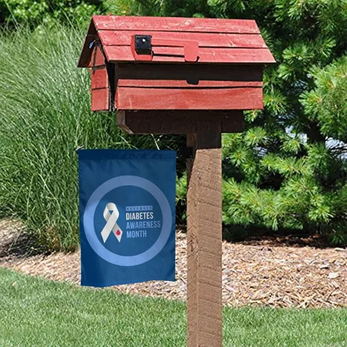 Miniatura 4 de Bandera de jardín con cinta azul del mes de la concienciación sobre la diabetes, cartel decorativo vertical de doble cara para patio, patio, hogar