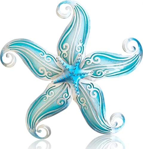 Miniatura 9 de Arte de decoración de pared para exteriores con estrella de mar, escultura colgante de metal y vidrio de 12 pulgadas para interiores y exteriores