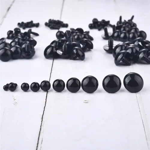 Miniatura 3 de Queenbox 100 tornillos de seguridad de plástico de 0.394 pulgadas con arandelas, globo ocular redondo de animales amigurumi, fabricación de azul