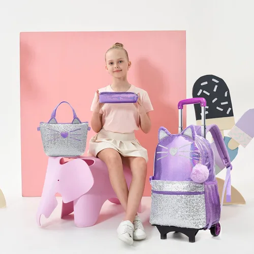 Miniatura 4 de Meetbelify Mochila con ruedas para niñas con ruedas para niñas para escuela primaria