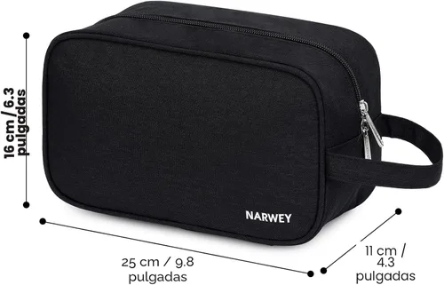 Miniatura 6 de Narwey Neceser de viaje para mujer, kit de viaje Dopp para hombre, bolsa de viaje para artículos de tocador, bolsa de cosméticos, bolsa de A-Negro