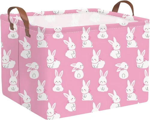 Miniatura 13 de FXOLCSHE - Canasta rectangular rosa de alpaca, canasta de lavandería impermeable plegable para guardería, canasta de juguetes para habitación