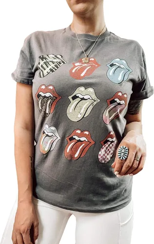 Miniatura 4 de Camiseta de manga corta para mujer Rolling Stones Boyfriend Graphic gris